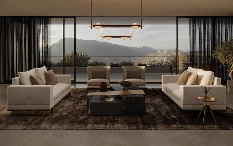 Zeitlose Eleganz: trifft modernen Komfort Aster kreierte mit dieser edlen Kombination aus dem eleganten Sessel „Gae“ mit tiefer Sitzfläche, dem geradlinigen, jedoch äußerst komfortablen Sofa „Gibbings“ und dem „Dorothy“-Beistelltisch als harmonische Ergänzung ein Wohnzimmer voller Stil und Raffinesse. www.the-aster.com Foto: © Fernanda Fontes & Nuno Matos