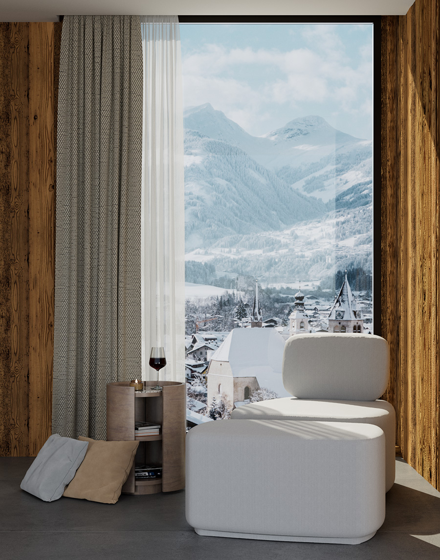 Gemütlichkeit kann so stilvoll sein: Die voluminöse Silhouette mit den harmonisch abgerundeten Kanten verleiht dem Enzo Lounge Chair von Mattina einen Look, der sowohl stilvoll als auch gemütlich ist. Als perfekte Ergänzung für das Lieblingsbuch oder ein Glas Wein dient der Beistelltisch Rondo Notte mit minimalistischem, zylindrischem Design. www.mattina.at Foto: © Gasteiger