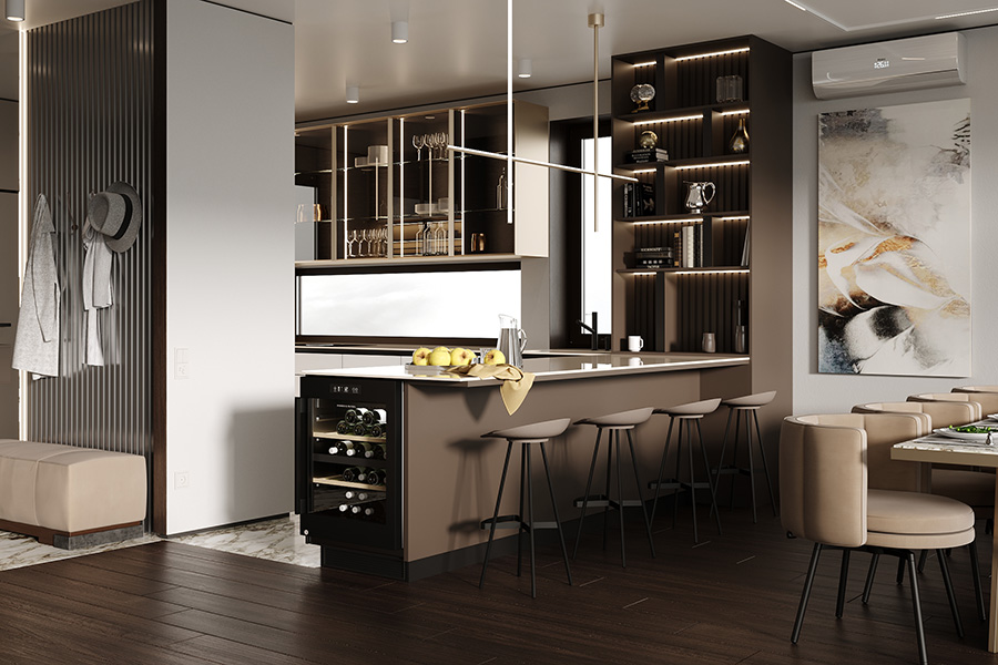 Küche und Esstisch von Kosari Interiors